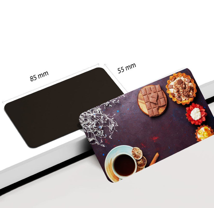 dhcrafts Rectangular Rubber Fridge Magnet Multicolor Food Creamy Little Cake With Chocolate Bars And Cinnamon Tea Rectangular Design Pack of 1 (8.6cm x 5.4cm)